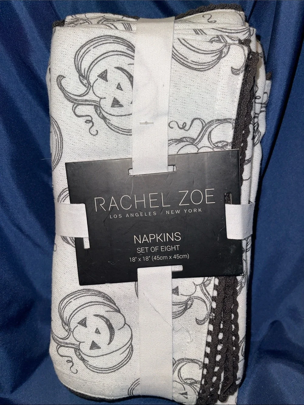 Rachel Zoe Black and White Pumpkin Sketch Cloth Napkins - Set of 8